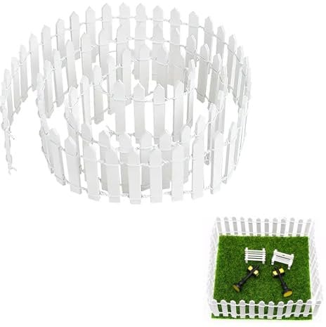 Mini Recinzione in Legno,Miniatura Recinzione Giardino,Recinzioni in Legno Bianco,Recinzione Albero di Natale Bambini,Staccionata in Legno per Giardino,Mini Staccionata in Legno per Decorazione
