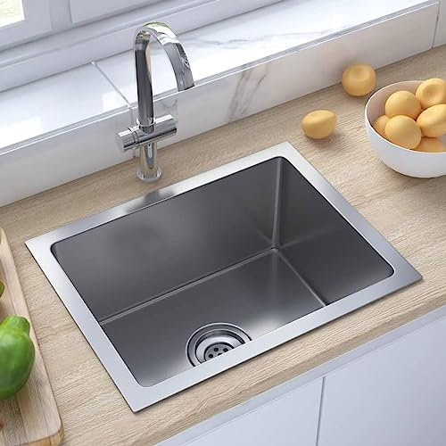 Xichuzi Fregadero de Cocina Hecho a Mano Acero Inoxidable, Mueble Pila Lavadero, Pila Fregadero Cocina, Fregadero sobre Encimera, Fregadero Baño Encimera, Picas De Cocina 51506