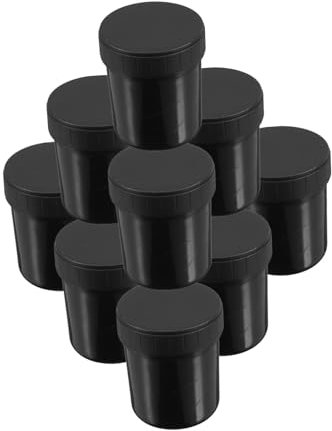 TIDTALEO Lot De 10 Bocaux De Rangement En Plastique À Large Ouverture De 150 Ml Avec Couvercles Contenants Hermétiques Pour Lotions Cosmétiques Nourriture Voyage Noir