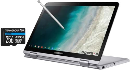 SAMSUNG 12,2 FHD 2-in-1 Touchscreen Chromebook Plus Laptop (Intel Celeron 3965Y 2-Core, 4 GB RAM, 320 GB di memoria (64 GB SSD + 256 GB Micro SD Card), penna stilo, mouse wireless, WiFi, Bluetooth