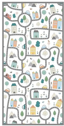micasia Vinylteppich nass abwischbar Kinderzimmer Bodenschutz - Made in Germany - Auto Modern 2,2mm dünne Vinyl Bodenmatte bunt Kinderteppich trittsichere Matte 6203 (80x160cm)