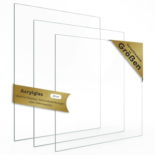 2mm Acrylglas Platte Zuschnitt nach Maß - Kunststoffplatte bruchsicher & kratzfest - 18x24cm bis 70x100cm für Bilderrahmen, Möbel & DIY