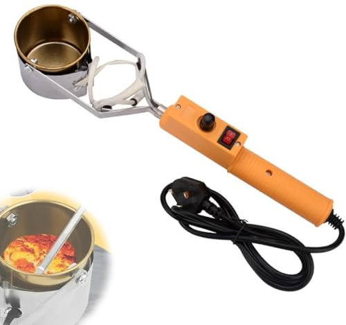 HKFGSHOP 380W Portable Lead Melting Pot, Lead Melting Pot Melting Tin Furnace, 65mm Depth Crucibles, Capacity 3000g, Temperature Adjustable To 450℃, for Fishing Weight Molds & Metal Pendant