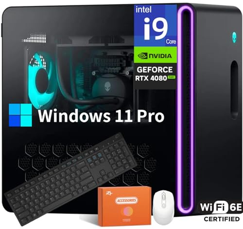 Alienware Aurora R16 Ordinateur de bureau de jeu, Intel 24-Core i9-14900KF (jusqu'à 6,0 GHz), NVIDIA GeForce RTX 4080 Super, 64 Go DDR5, 8 To SSD, Windows 11 Pro, Wi-Fi 6E, système de refroidissement