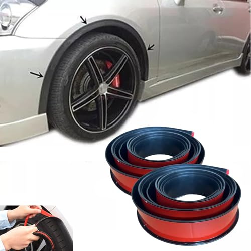 Inscrip 2Pcs Fender Flare Rubber Seal, Car Flare Wheel Wheel Arch Trim, Eyebrow Protector Arch Trim, Universal Extra Wide Arches Fender Wheel Eyebrow Trim Strip Arch Lip Protector, 1.5m*4.5cm (Black)