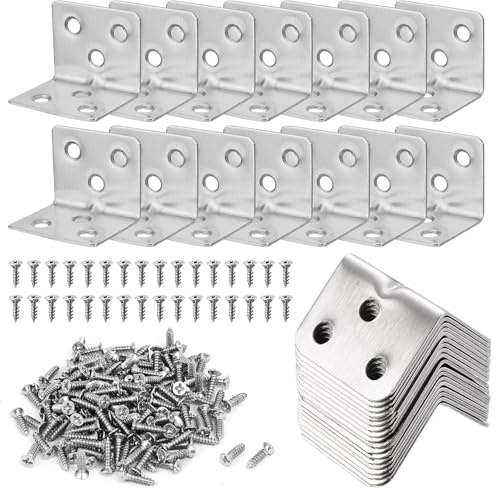 50 Pièces 23 x 23mm Equerre INOX, Equerre Charpente | Équerre D'assemblage Renforcée Inox, Equerres D'assemblage, Équerre de Fixation svec Vis, Petites Equerres Metal,pour Fenêtre