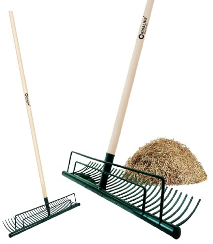 CRISALIDE® Rastrello per Fieno 32 Denti – Manico in Legno di Faggio 150 cm – Con Vite di Fissaggio Inclusa – Attrezzo da Giardinaggio e Agricoltura Professionale