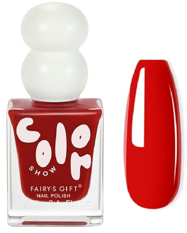 Red Nail Varnish, Quick Drying Bright Red Nail Polish - Shiny High Glossy Nail Paint Gel for Women Christmas DIY Nail Art Manicure at Home - No Need Cure