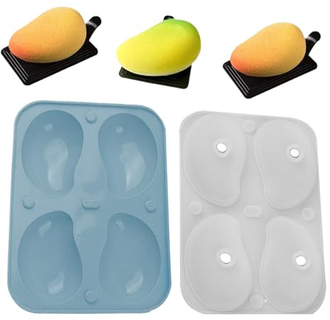 Mango Silicone Mold, 4 Cavity 3D Mango Shape Mousse Mold, Dessert Baking Tools, Fruit Shape Molds for Jelly, Cake, Pastry, Pudding, Chocolate