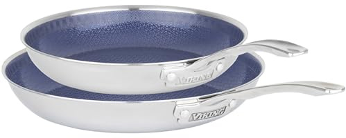 Viking Hybrid Plus 3-lagige Keramik-Antihaft-Pfanne, hergestellt ohne PFAS, 2-teiliges Induktions-Pfannen-Set, 24,9 cm und 27,9 cm, Metall-Utensilienfest, ofenfest bis 250 °C