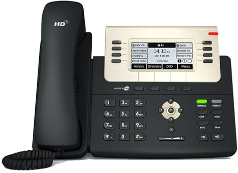 SIMPLETEK - Professionelles PoE IP VoIP-Telefon | 6 SIP-Konten | HD-Audio | 2x Gigabit Ethernet | Display mit Hintergrundbeleuchtung (überholt)
