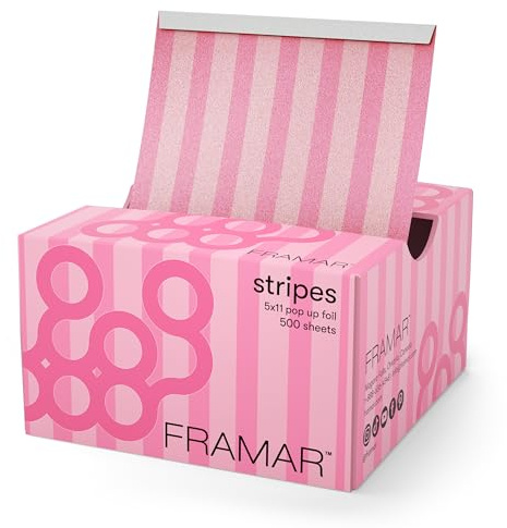 FRAMAR Pink Stripes Embossed Pop Up Hair Foil - Hair Foils for Highlighting