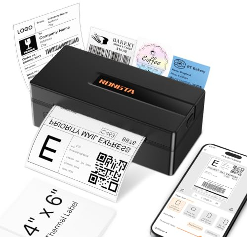Rongta 4x6 Bluetooth Thermal Shipping Label Printer RP425A (Black) | bluetooth, thermal shipping label, Compatible with Windows, Mac, iPhone& Android