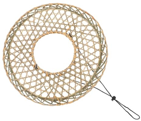 Veemoon Chapeau Tissé en Bambou Design Ajouré, Chapeau Pare-soleil Vintage Style Chinois pour Cosplay et Accessoires Décoratifs, Diamètre 40cm