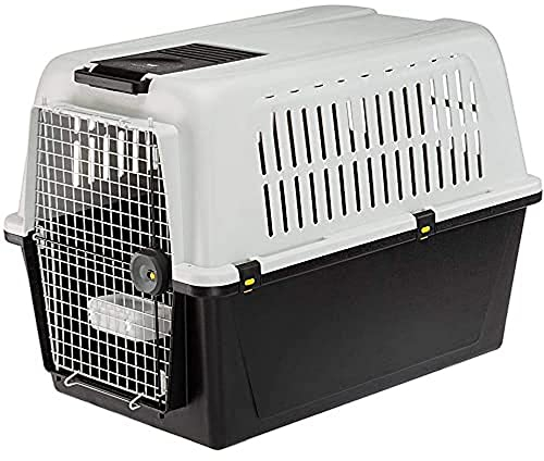 Ferplast Hundetransportbox Transportbox für mittelgroße Hunde Atlas 60, Reisebox für Hunde, Sicherheitsverriegelung, Lüftungsgitter, 61 x 91 x h 68 cm Grau