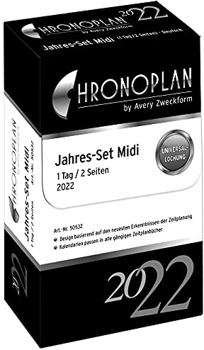 Chronoplan 50532 Kalendereinlage 2022, Jahres-Set Midi mit Tagesplänen (96x172mm), Ersatzkalendarium, ideal für professionelle Tagesplanung inkl. Notizen, Universallochung (1 Tag auf 2 Seiten), weiß