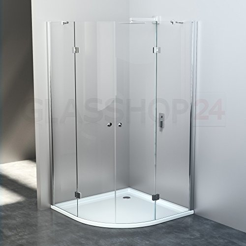 BIJON Duschkabine 80x80 cm Rund - Runddusche Viertelkreis Eckeinstieg, 8mm ESG, Duschabtrennung, Nano - Größe: 80 x 80 cm, Höhe: 190 cm | SR-008