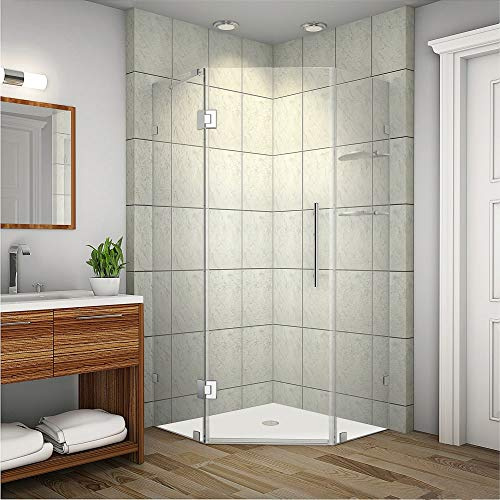 Aston Neoscape GS 42 x 42 x 72 Completely Frameless Neo-Angle Shower Enclosure with Glass Shelves, Polished Chrome
