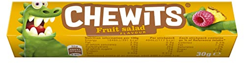 Chewits Sweets - Fruit Salad Sweets, Chewy & Fruity - Bulk Box x40 Sticks - Made with Real Fruit Juice - Vegetarian, No Artificial Colours - Nostalgic Classic British Sweet Treat for Sharing & Gifting