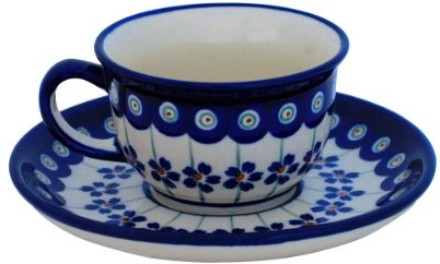 Original Bunzlauer Keramik Espressotasse mit Untertasse 0,11 Liter im Dekor 166a