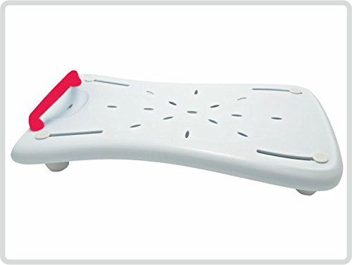 Badewannenbrett Badewannensitz Wannensitz (70 cm lang) mit Seifenablage und mit rotem Griff *Top-Qualität zum Top-Preis*