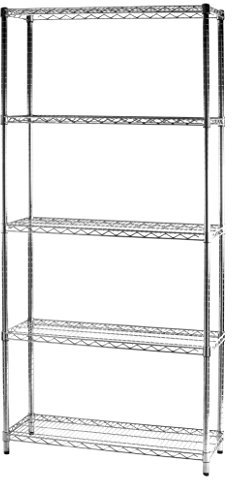 Archimede Sistema Componibile, Scaffale Cinque Ripiani, Grigio (Cromato), 91 x 36 x 200 cm