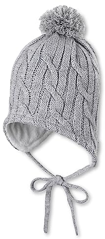 Sterntaler Unisex Kinder Strickmütze Mit Bommel Mütze, Silber Melange, 43 EU