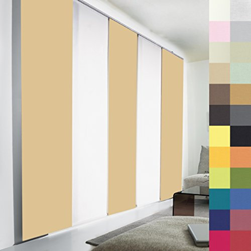 Sun World Schiebegardinen nach Maß, hochqualitative Wertarbeit, alle Größen verfügbar, Maßanfertigung, Schiebevorhang, Raumteiler, Flächenvorhang, Blickdicht (140cm Höhe x 70cm Breite/Eiche)