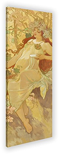 Wandkings Leinwandbilder von Alfons Mucha - Wähle ein Motiv & Größe: Jahreszeit Herbst - 30 x 90 cm