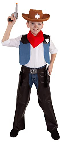 Morph Kinder Cowboy Kostüm Sheriff Verkleidung, Western Outfit für Kinder, Ideal für Karneval und Fasching, S