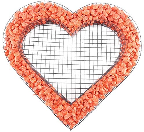 Gartenwelt Riegelsberger Herz Gitter mit bunten Steinen Arancione für Allerheiligen Grabschmuck Herz-Gitter Grabgestaltung Grabdeko Pflanzschale Herzgitter
