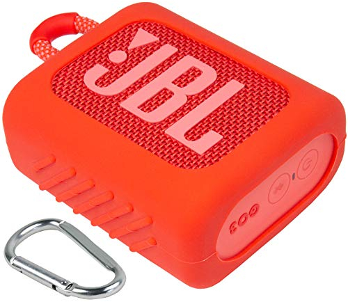 co2CREA Silicone case for JBL go 3 /go 3 Eco Waterproof Portable Bluetooth Speaker, Portable Ultra-light Protective Sleeve with Carabiner (Not Included speaker)