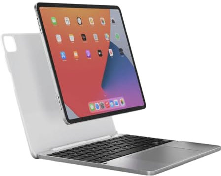 Brydge 12.9 MAX+ Wireless Keyboard Case with Multi-Touch Trackpad for iPad Pro 12.9-inch (3rd, 4th & 5th Gen), Integrated Magnetic SnapFit Case | Silver Keyboard with White Case