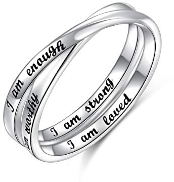 I am Enough Ring 925 Sterling Silber Inspirierender Ring for für Damen Mädchen Bester Geburtstag Weihnachtsgeschenke (57 (18.1))