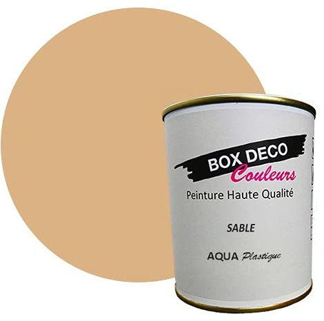 BOX DECO COULEURS Peinture meuble plastique à base de laque acrylique aspect satin Aqua Plastique - 750 ml, Beige Sable
