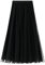 SotRong Gepunktet Tüllrock Schwarz Damen Midi Überlagerter Mehrlagiger Elastischer Hoch Taillierter A Linien Tutu Rock Mesh-Chiffon-Faltenrock mit Blumendekoration