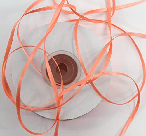 CaPiSo 100m Doppelseitig 3mm Satinband Glänzend Premium-Qualität Satin Schleifenband Fließend schmales Dekoband Geschenkband doppelseitig (Leuchtendes Apricot, 100m3mm)