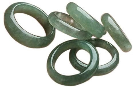 Yellcn Natürliche grüne graue Jade Ring Burma Jade Myanmar Grad Jades Ringe Damen Geschenke Größe 7-10 (Gem Color : 20mm)