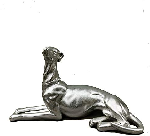 YTOOZ Hund-Statue-Skulptur, Windhund-künstliches Tier-Modell-Überzug-Silber-Haustier-Dekorations-Sammlung-Skulptur-Geschenk