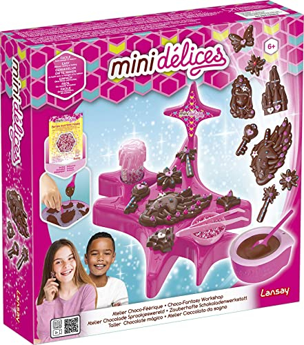 Lansay - Mini-DÉLICES - Atelier Choco-Féerique - Kit de Cuisine Créative pour Enfants dès 6 Ans - Fabrication Chocolat à Décorer- Formes Féériques :Licorne, Fées, Etoiles - Activité Gourmande