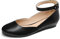 DREAM PAIRS Ballerinas Damen Schuhe Damen Elegant Flache Schuhe für Damen mit Verstellbarem Knöchelriemen Riemchenballerina,Size 35,Schwarz-Pu,REVONA-E