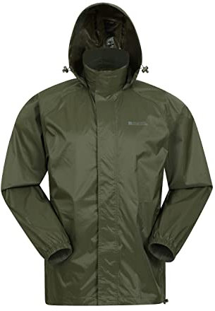 Mountain Warehouse Pakka Mens Waterproof Packable Jacket - IsoDry, Lightweight & Breathable Raincoat with Taped Seams & Packaway Bag - For Spring Summer & Travel Khaki XS