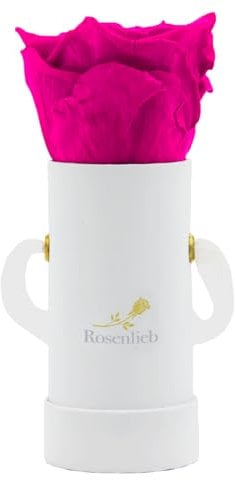 Rosenlieb Rosenbox Weiß mit Infinity Rosen (bis 3 Jahre haltbar) | Echte konservierte Rosen | Flowerbox Geschenk für Frauen Freundin Valentinstag Klein Pico Bella, Pink