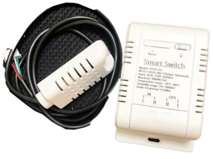 Yueyang Interruptor de Temperatura y Humidity WiFi 16A TH16 Tuya Smart con Sensor de Temperatura y Humidity Monitor Mando a Distancia Trabajo con Alexa Google Home inclui