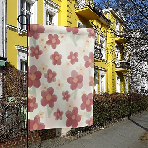 Gartenflagge Blumen-Pflanzen-Aquarell-Rote Und Gelbe Künstlerische Blumen Garten Fahnen Personalisierte Fahne Polyester Hanging Flag Für Veranda Parade Dekoration,30X45Cm