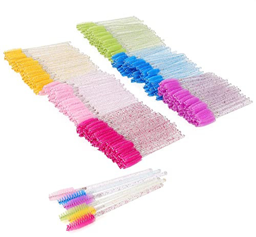 MUKCHAP 600 Pack Eyelash Brushes, 6 Colors Mascara Eyelash Applicator Brush Eyelash Brush for Makeup