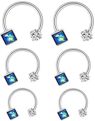 Longita Hufeisen Septum Piercing für Damen 16G 8/10/12MM - Opale CZ Tragus Conch Helix Knorpel Ohr Schmuck Silber