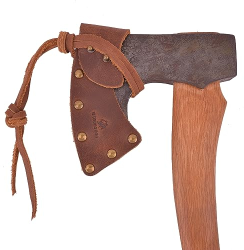 Leather Hatchet Sheath, Axe Sheath Cover, Cowhide Axe Hatchet Protector Handmade (Brown - Buffalo Hide, Blade A: 3 ~ 3 3/8)