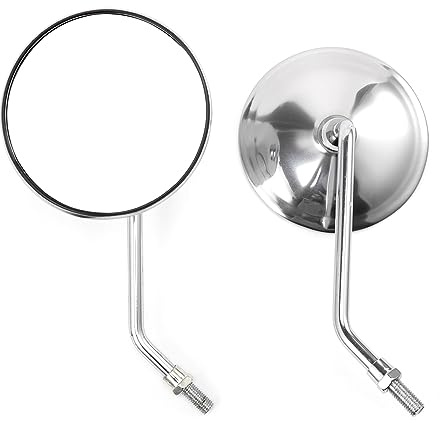 APEBAZY Motorrad Rückspiegel, Klassischer Retro Rund Lenker Seitenspiegel mit 8 mm 10 mm Schrauben und Metallschäften für ATV Scooter Dirt Bike Cruiser