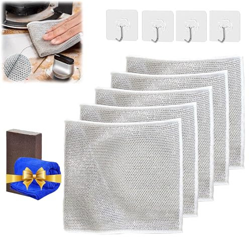 Stracci multiuso in filo metallico per lavare i piatti bagnati e asciutti, multiuso, antigraffio, strofinacci in filo di acciaio giapponese, strofinacci e pulisce piatti, lavandini, banconi (15 pezzi)